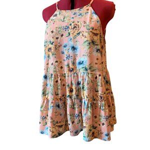 CHENAULT - Floral pink ruffle camisole